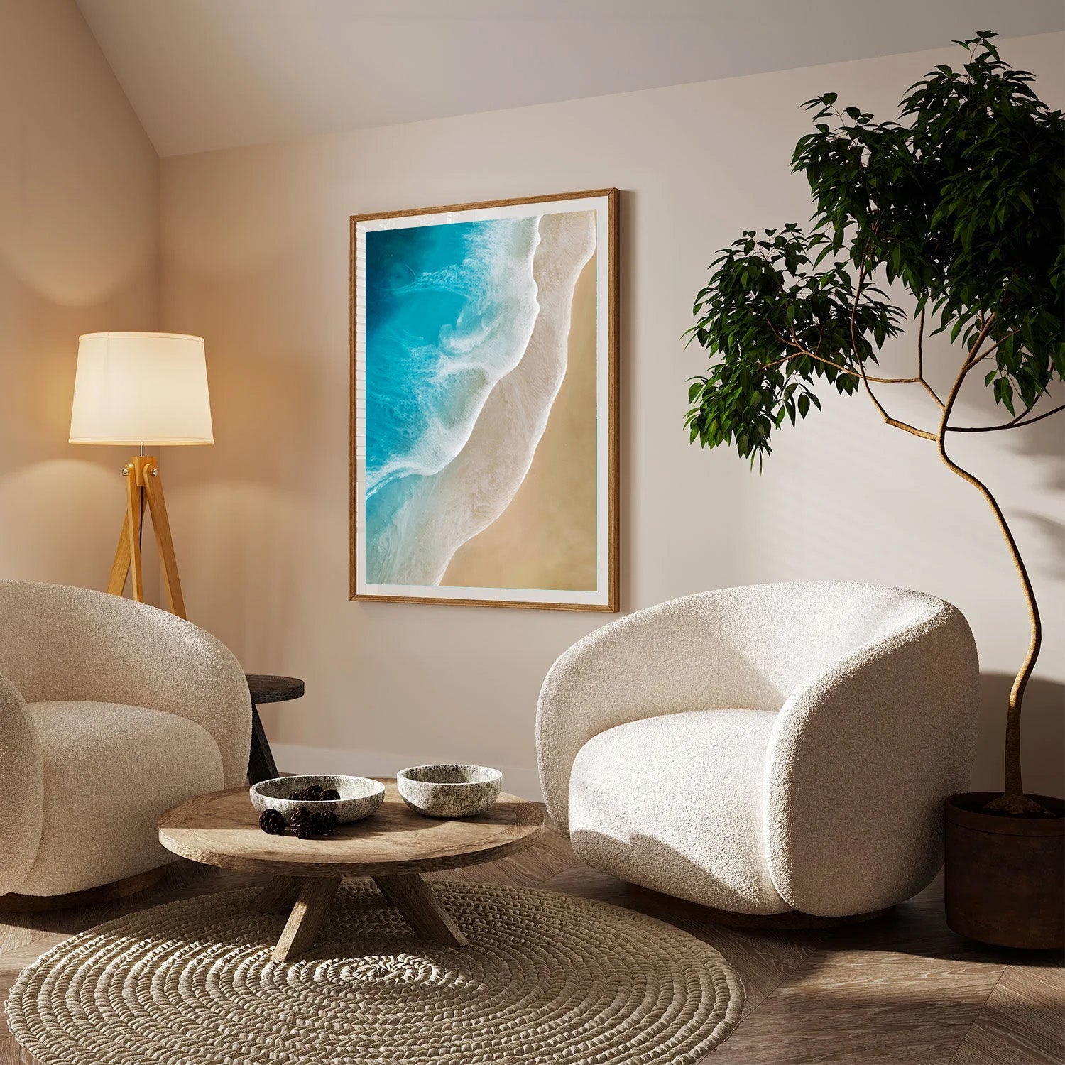 Shoreline Flow, Aerial Beach Canvas Painting