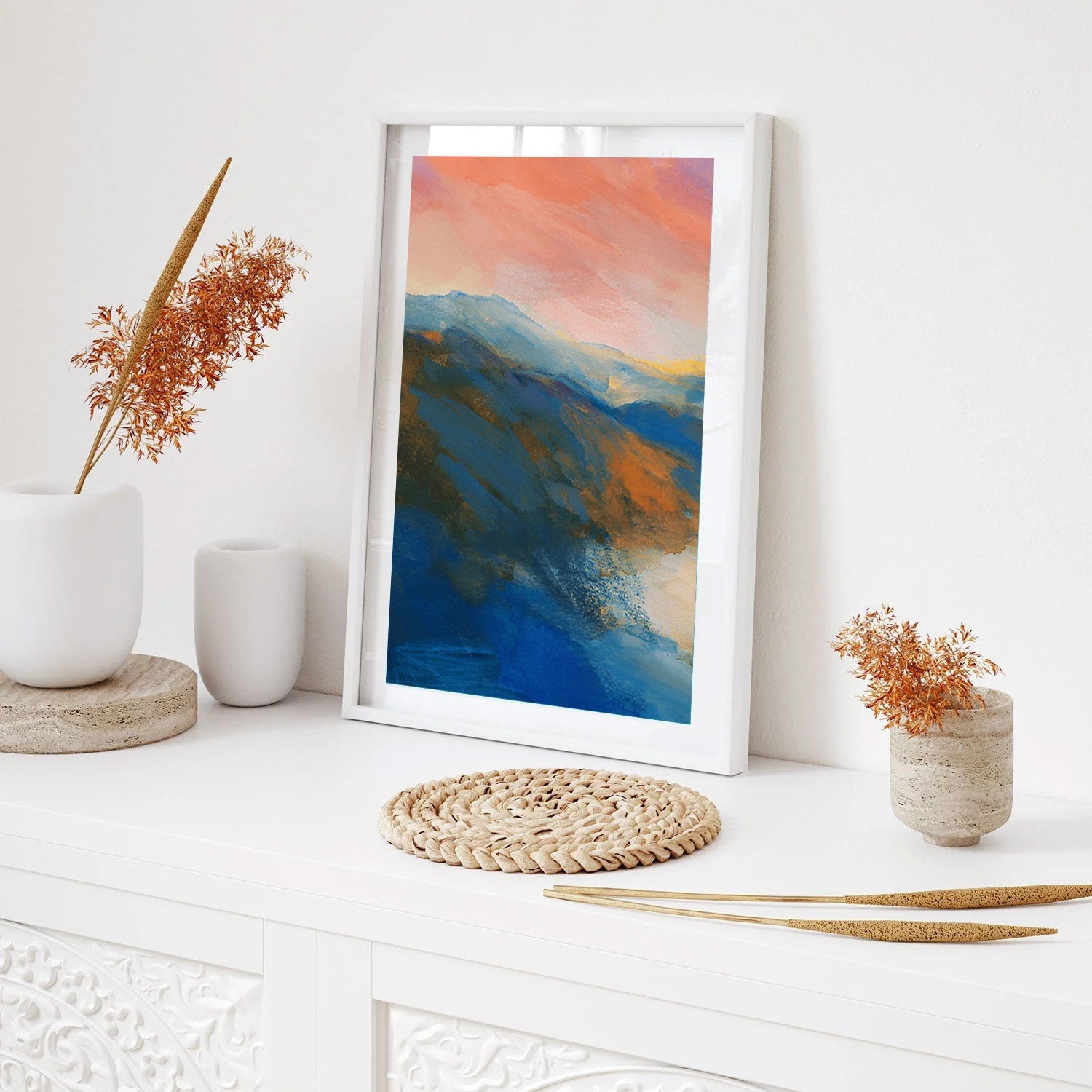 Embers of Dusk, Abstract Landscape Canvas Art