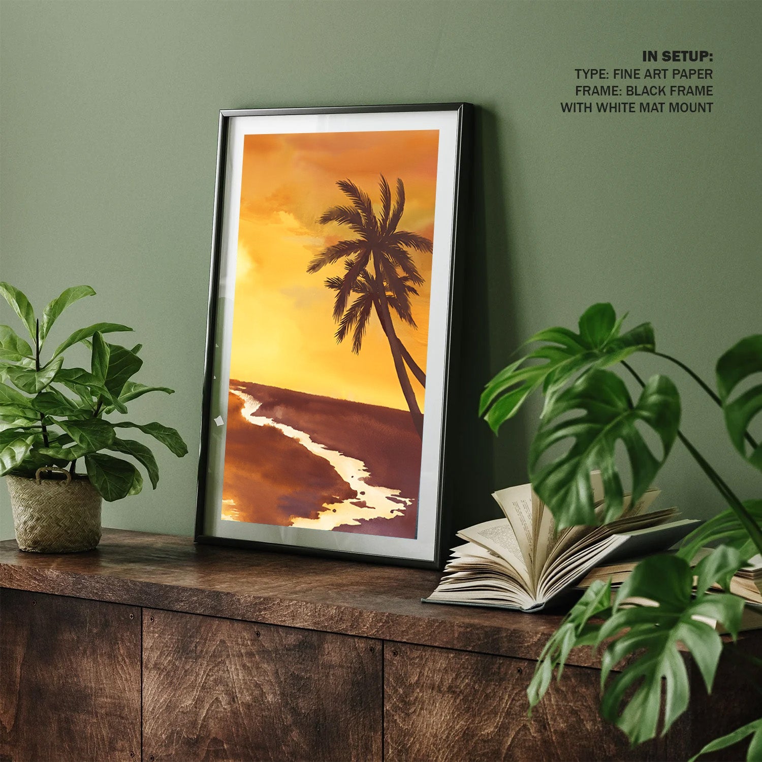 Golden Horizon, Tropical Sunset Canvas Painting