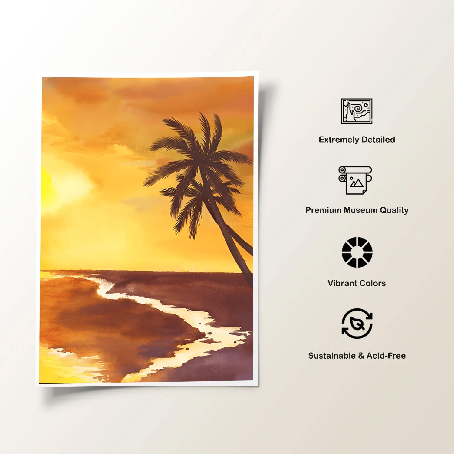 Golden Horizon, Tropical Sunset Canvas Painting