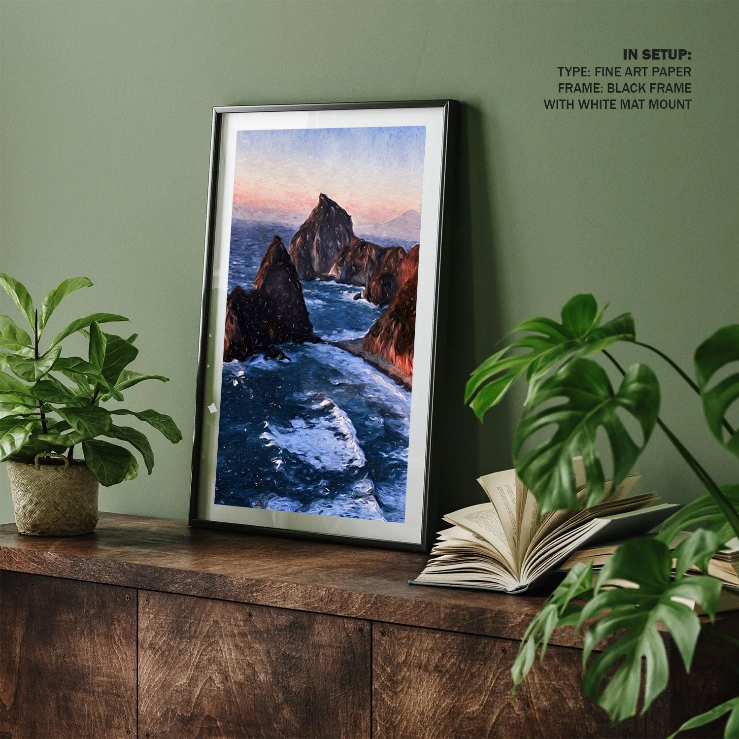 Azure Cliffs, Coastal Seascape Canvas Painting