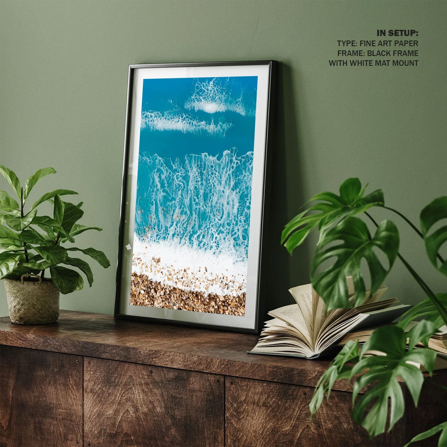 Turquoise Surge, Aerial Ocean Wave Canvas Painting