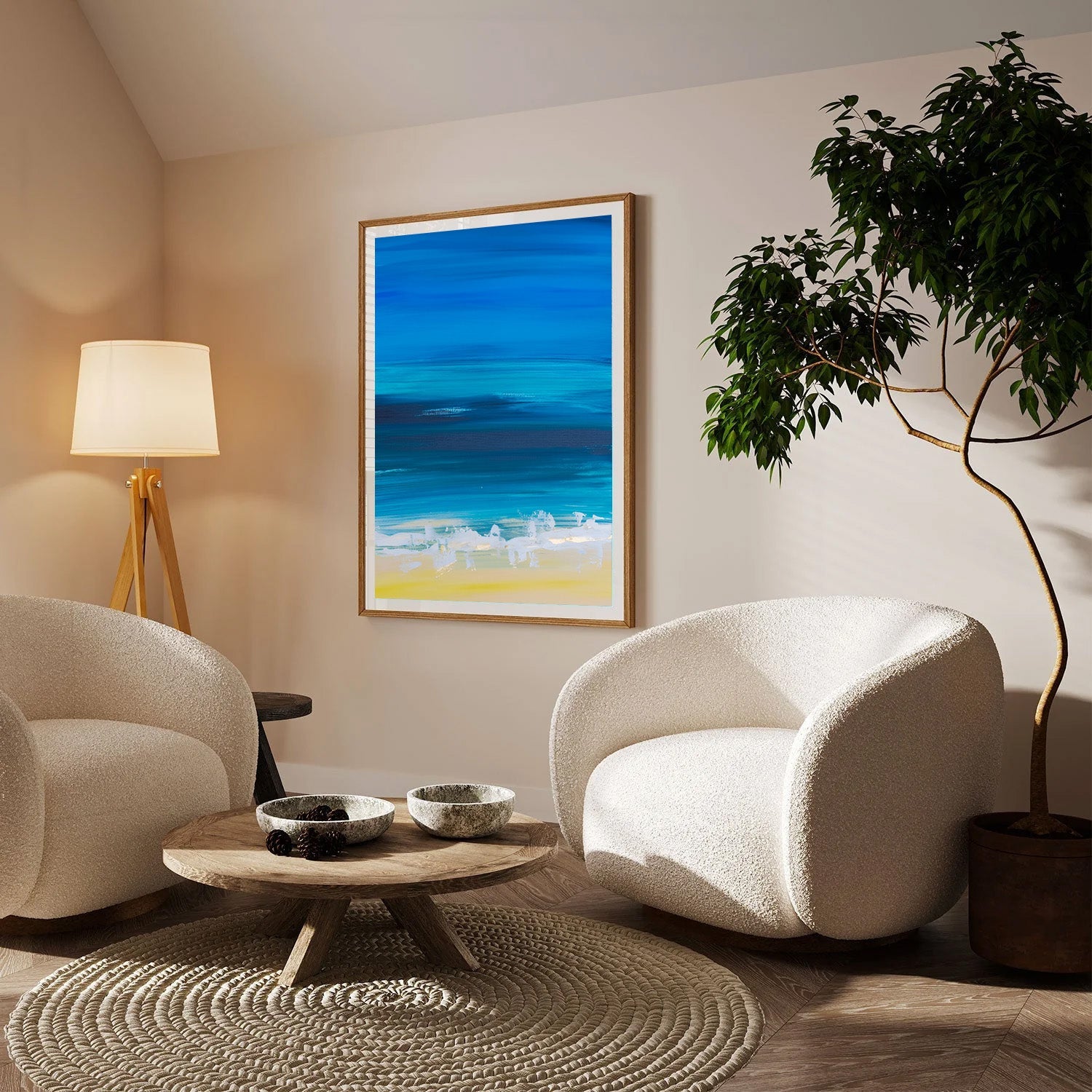 Blue Serenity, Abstract Seascape Canvas Painting