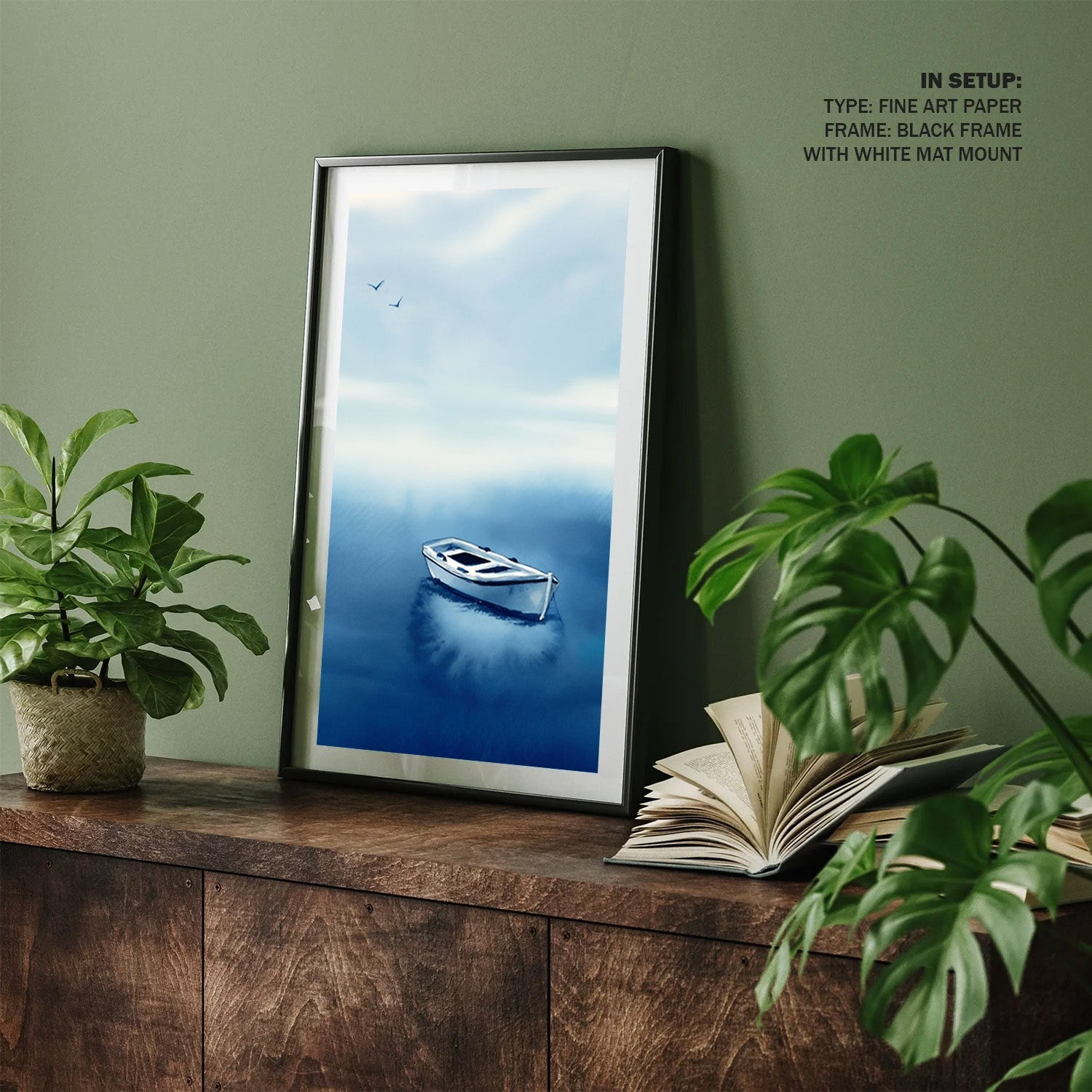 Solitude at Sea, Minimalist Ocean Canvas Painting