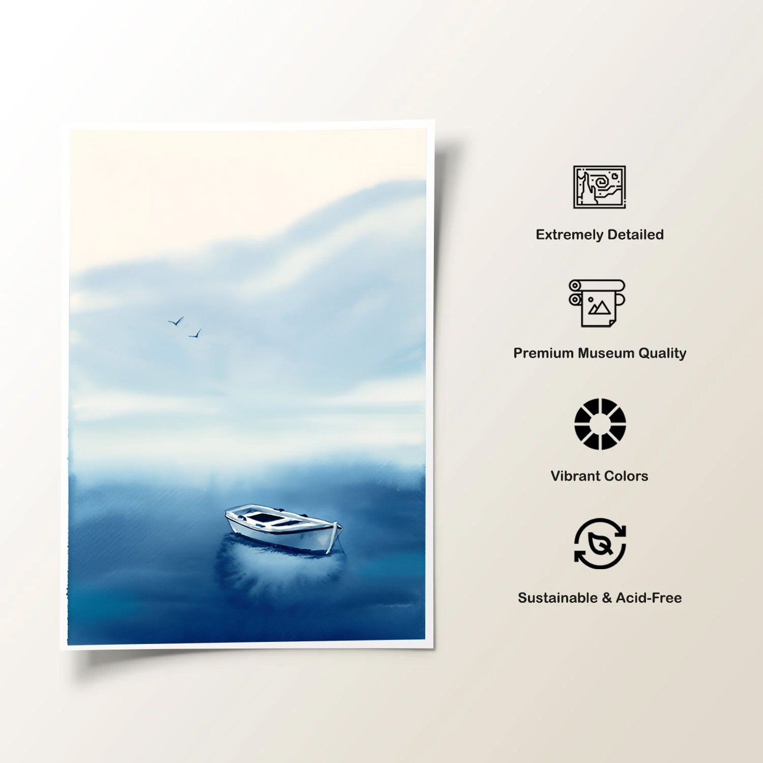 Solitude at Sea, Minimalist Ocean Canvas Painting
