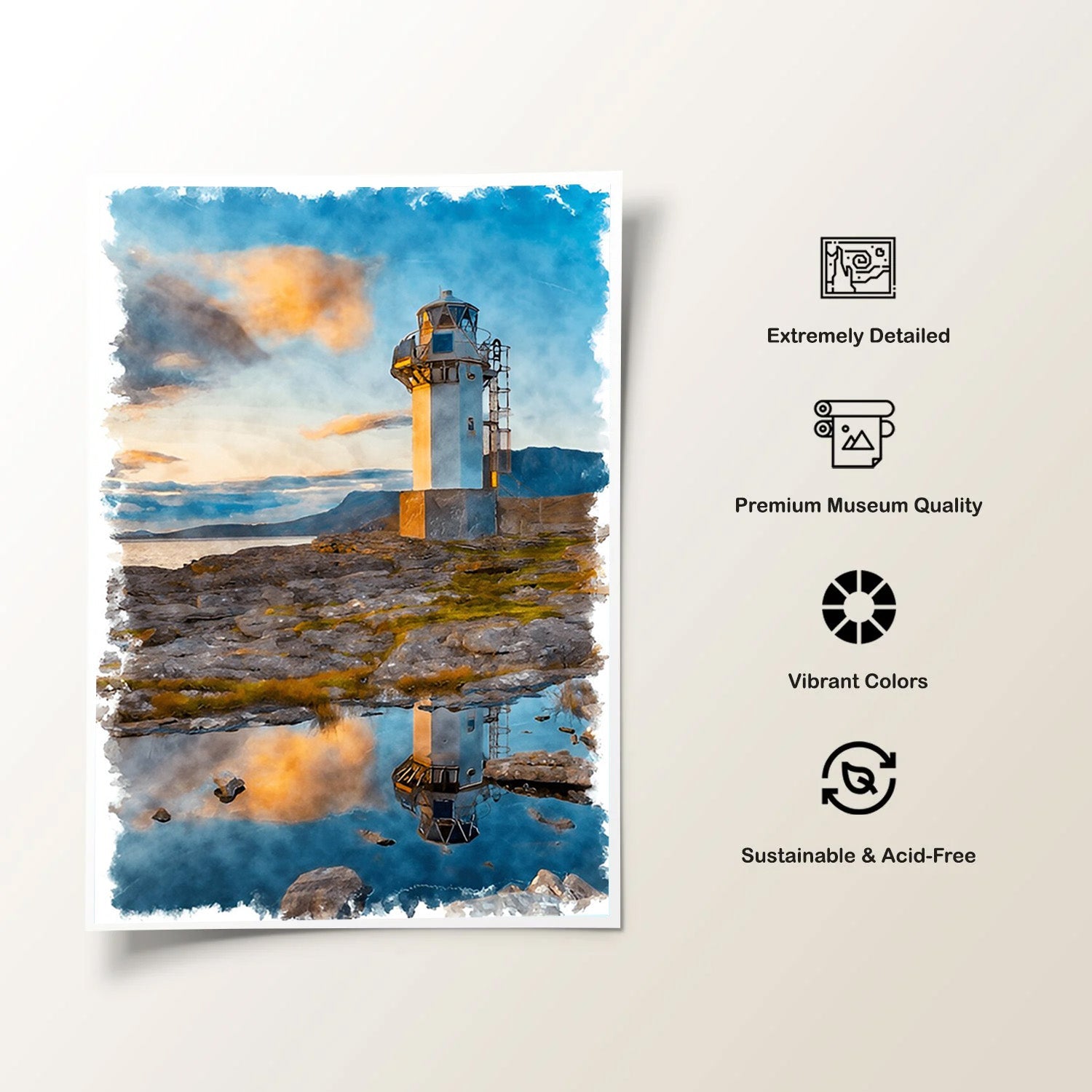 Guiding Light, Lighthouse Coastal Canvas Painting