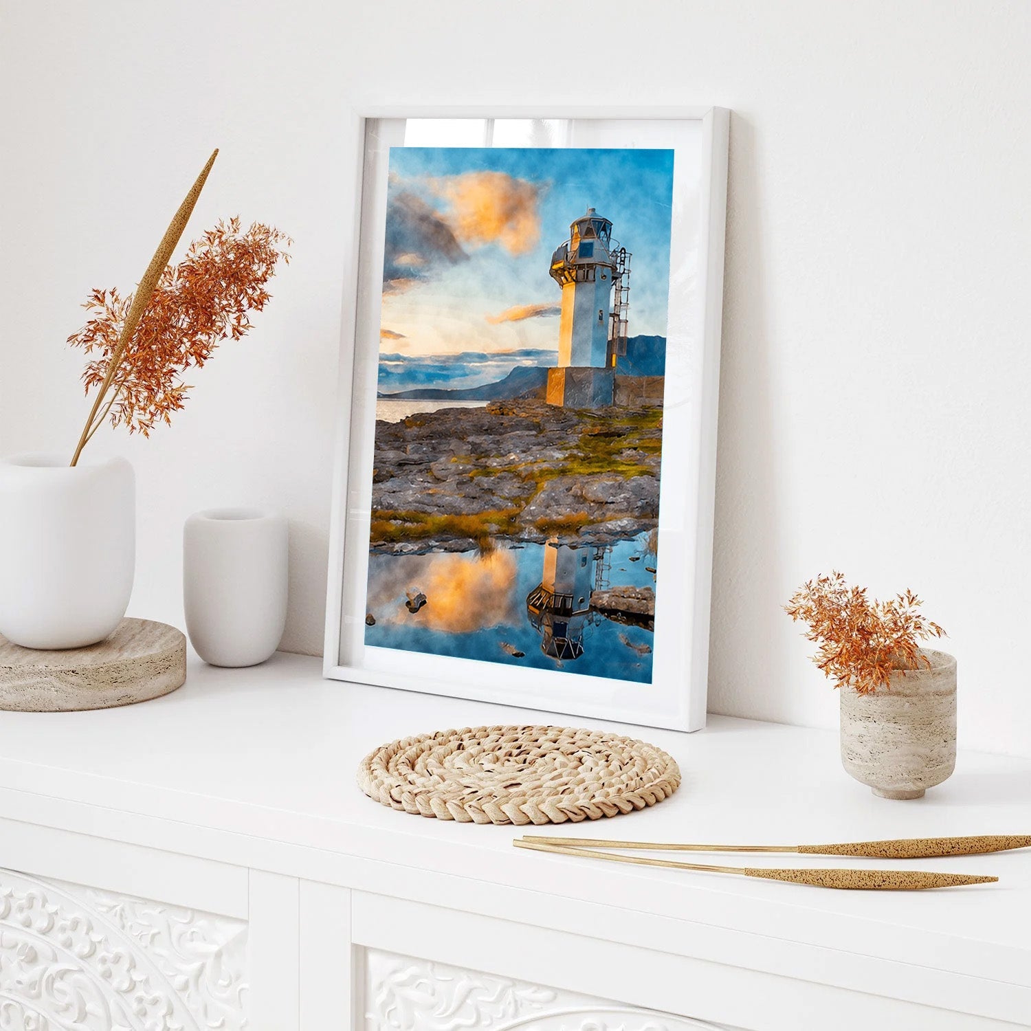 Guiding Light, Lighthouse Coastal Canvas Painting