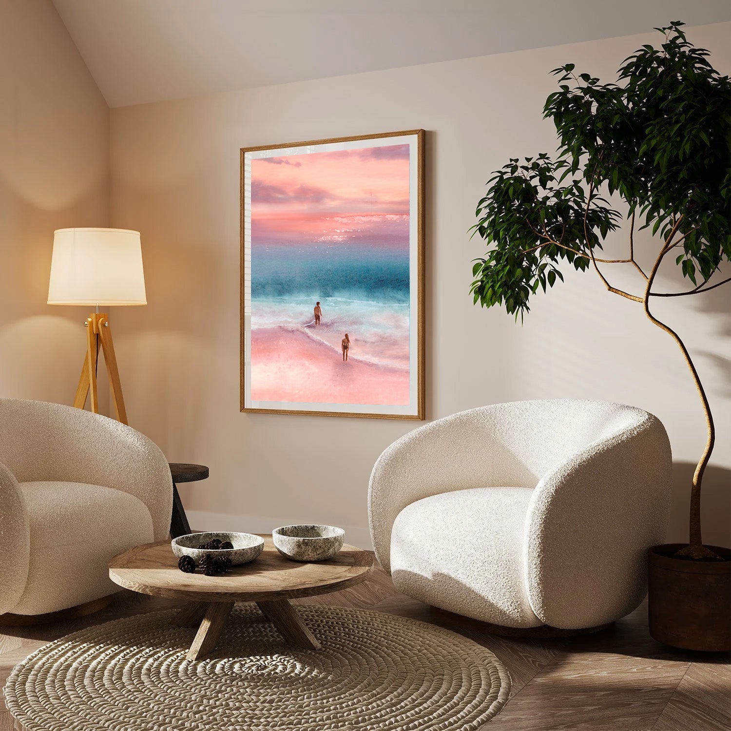 Shared Horizon, Pastel Seaside Dream Painting