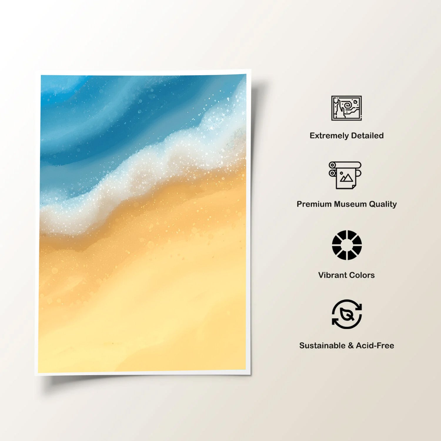 Golden Shoreline, Minimalist Coastal Abstract Canvas Painting