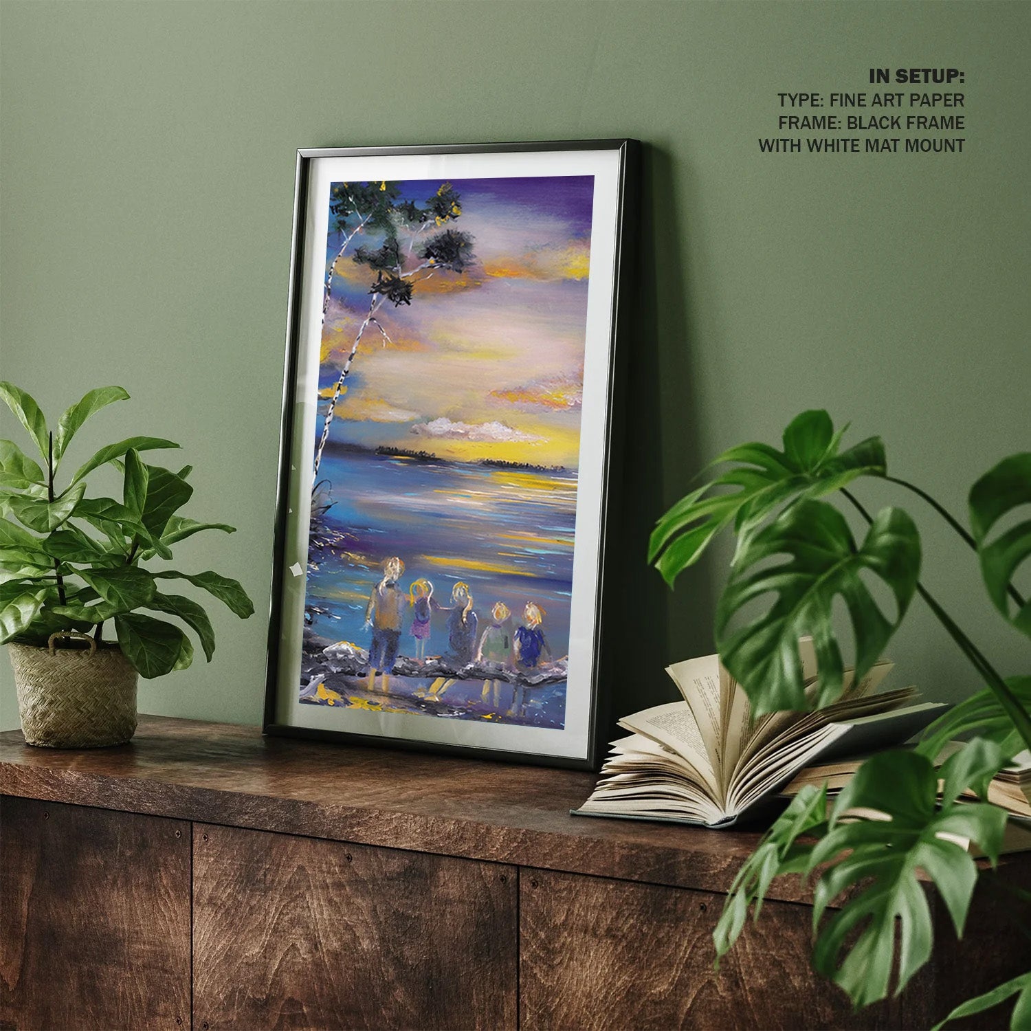 Shared Stillness, Twilight Lakeside Dream Canvas Painting