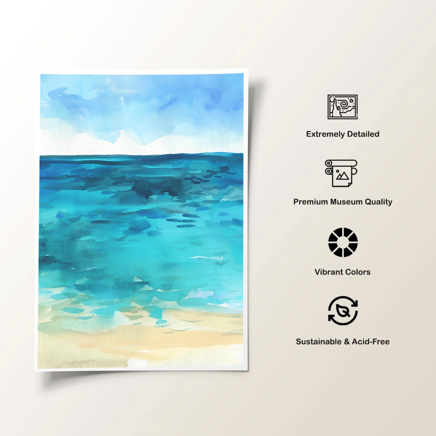 Azure Calm, Minimal Coastal Watercolor Art