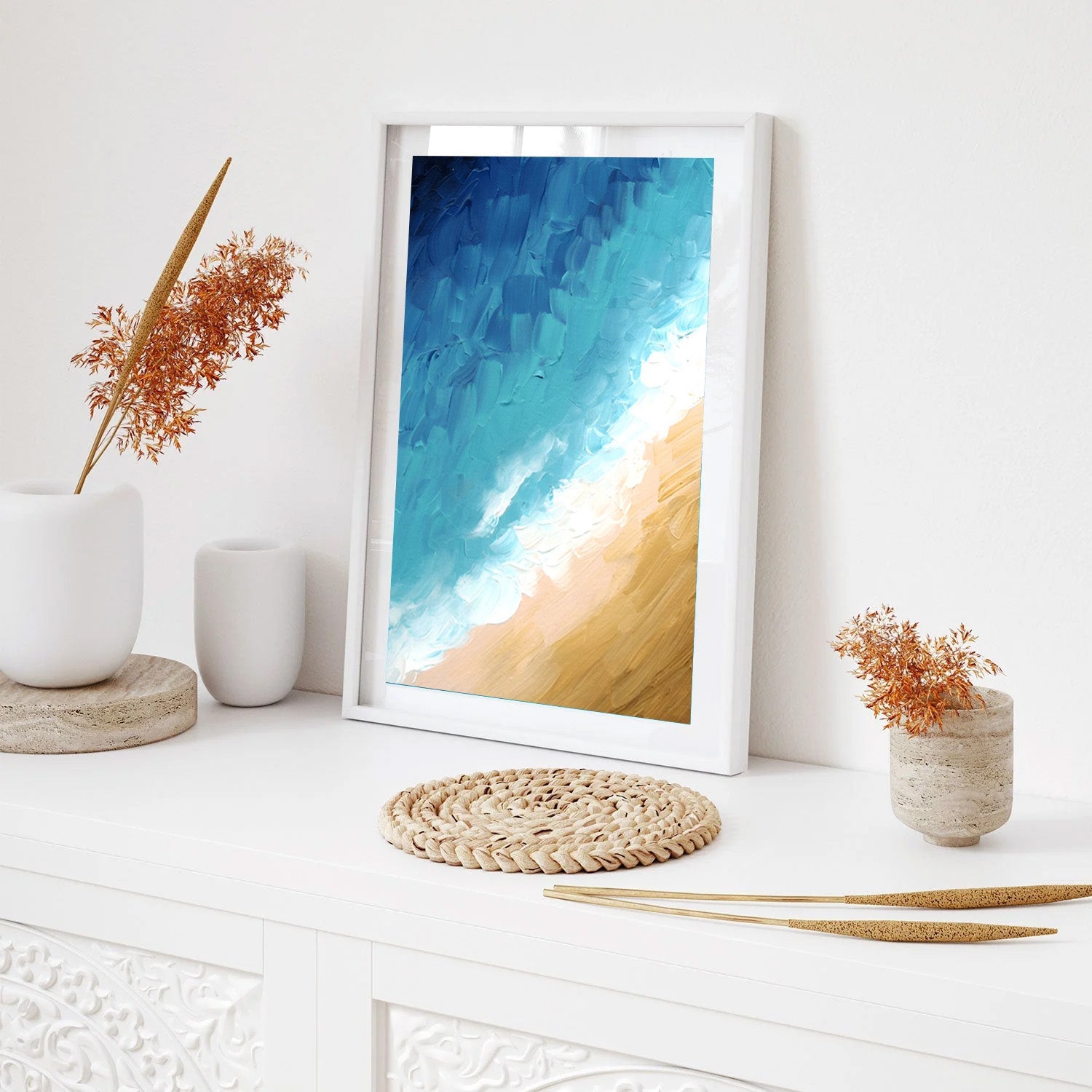 Where Waves Meet Sand, Abstract Coastal Texture Art