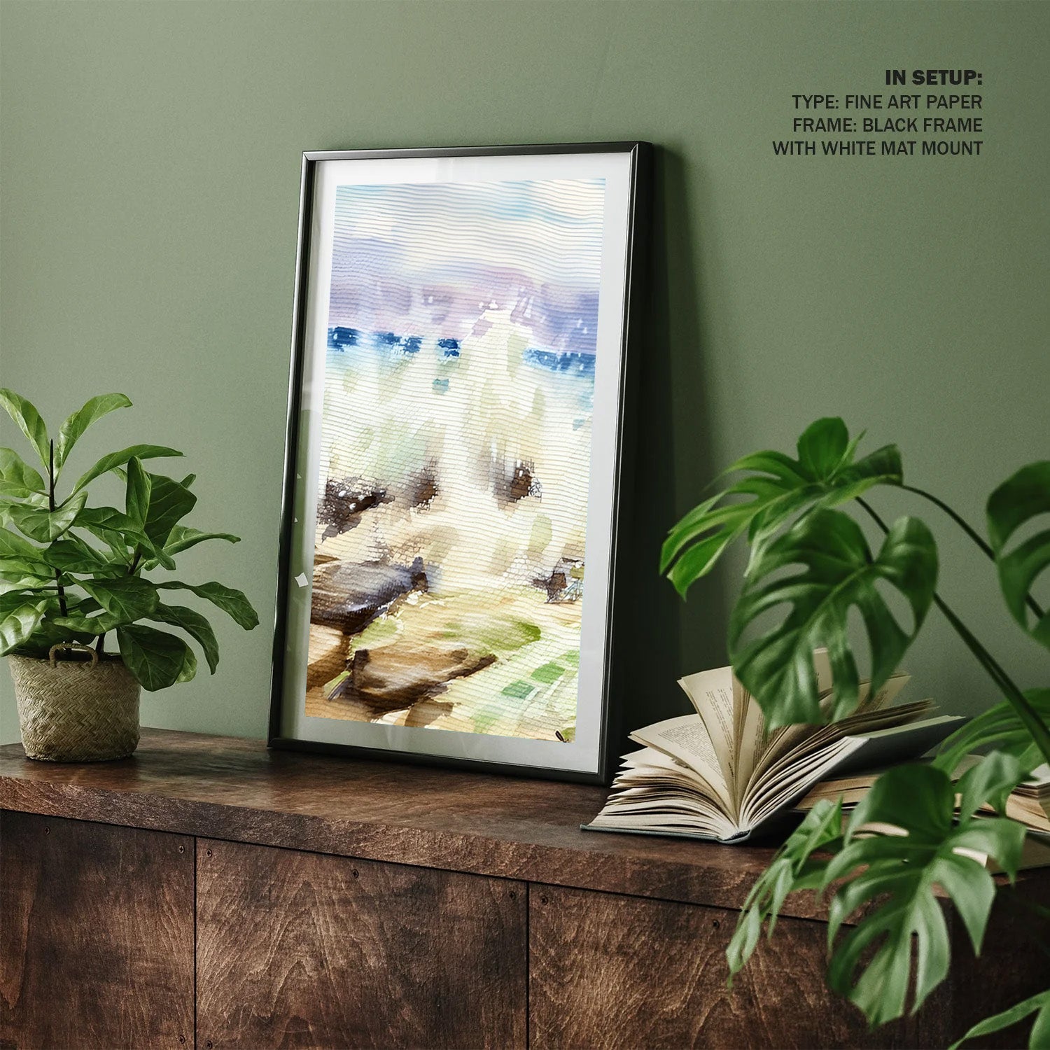 Misty Shoreline, Abstract Coastal Canvas Painting