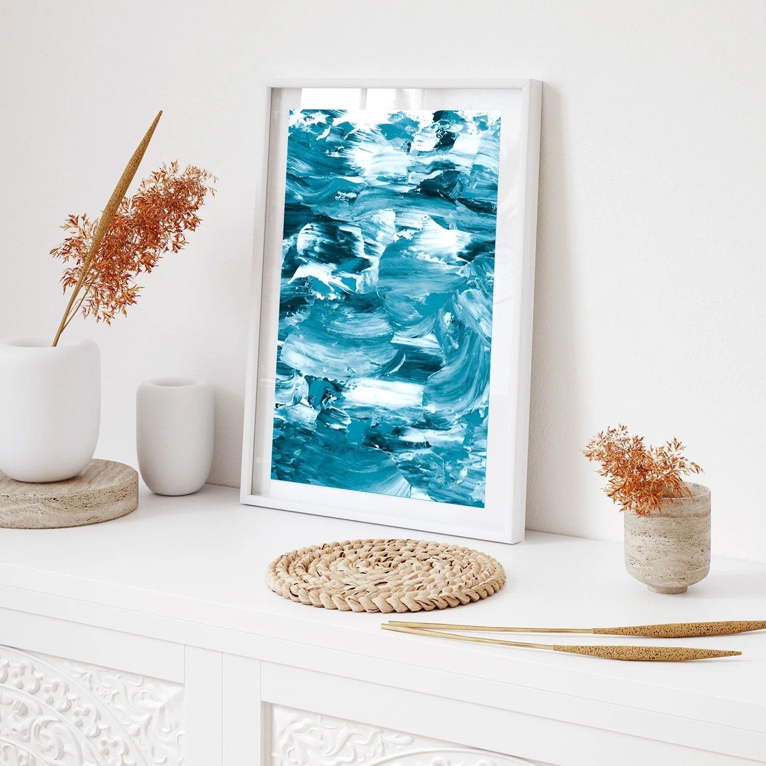 Ocean Motion, Abstract Wave Canvas Painting
