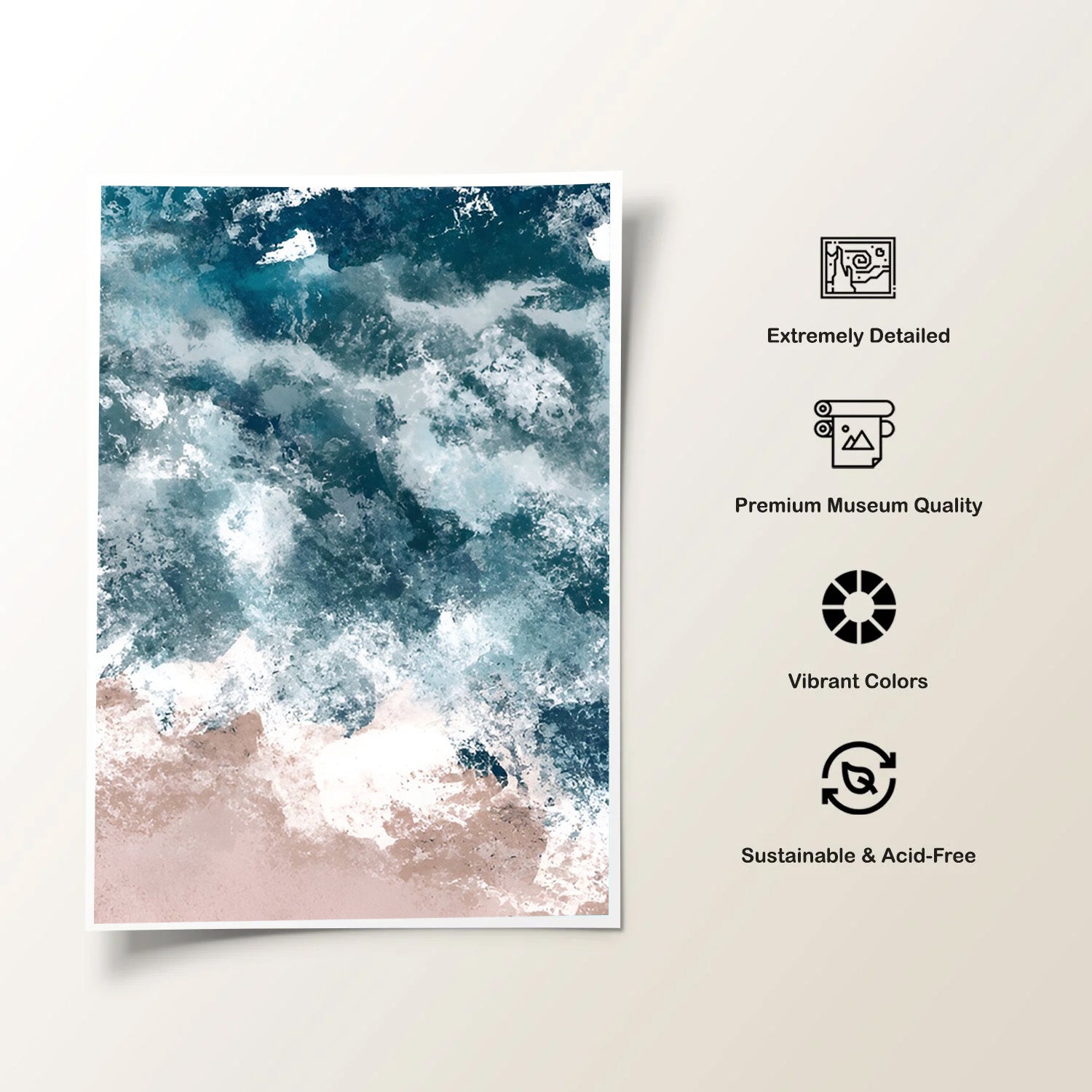 Azure Break, Dynamic Ocean Canvas Painting