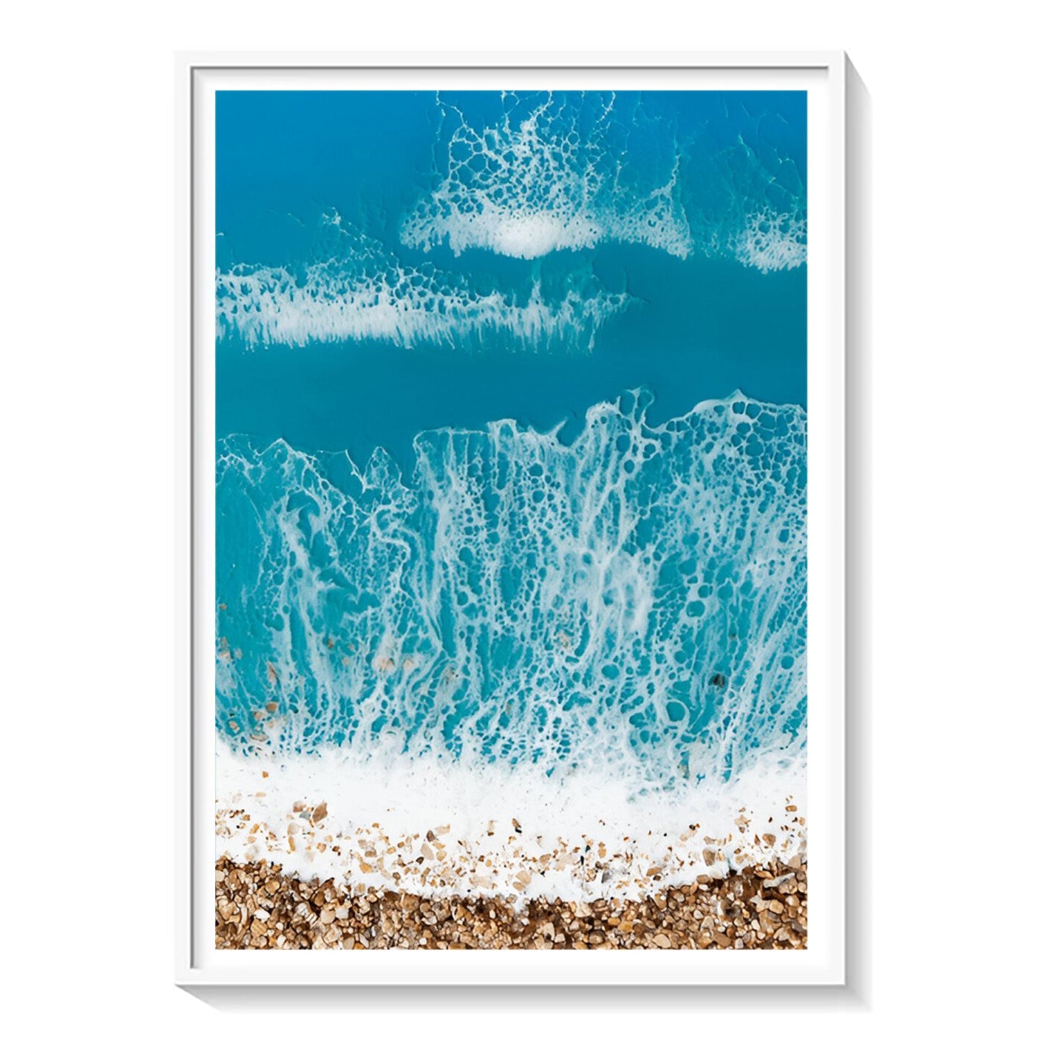 Turquoise Surge, Aerial Ocean Wave Canvas Painting