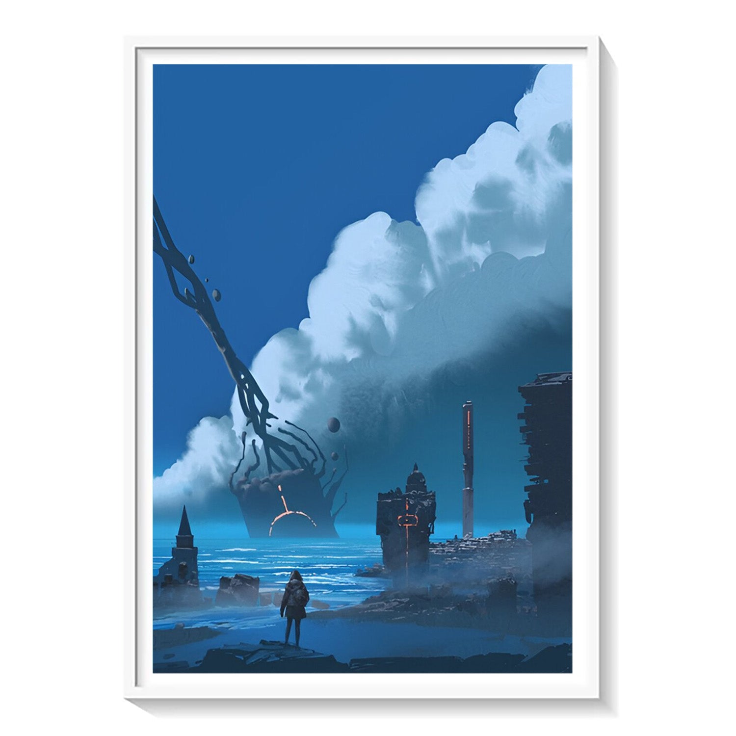 Eclipse of the Tides, Futuristic Seascape Canvas Painting