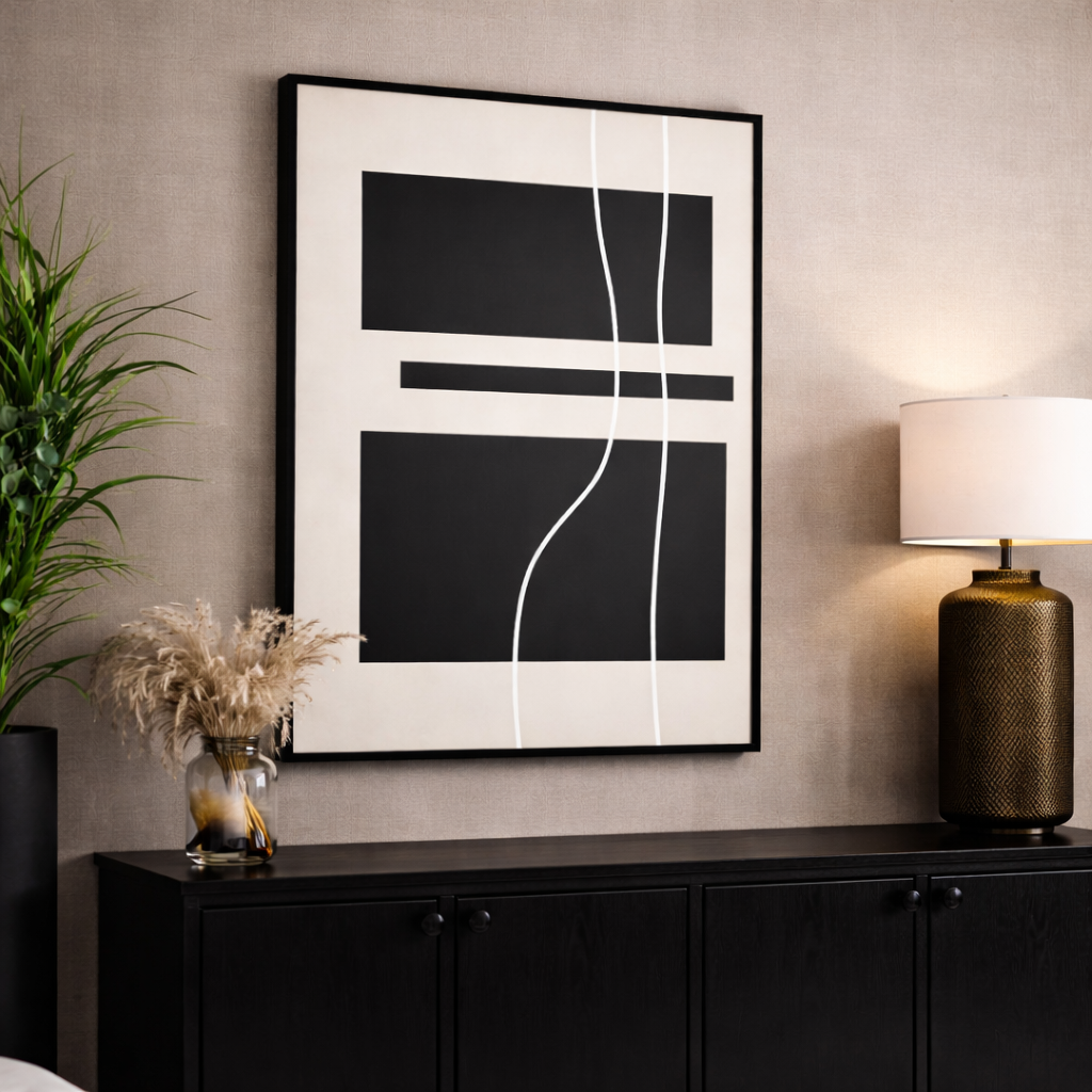 The Line That Stayed Black and White Art Canvas