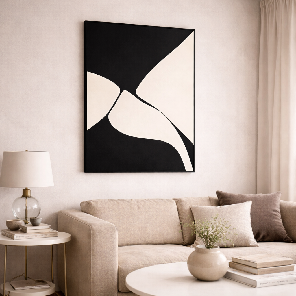 Almost Touching Black and White Art Canvas