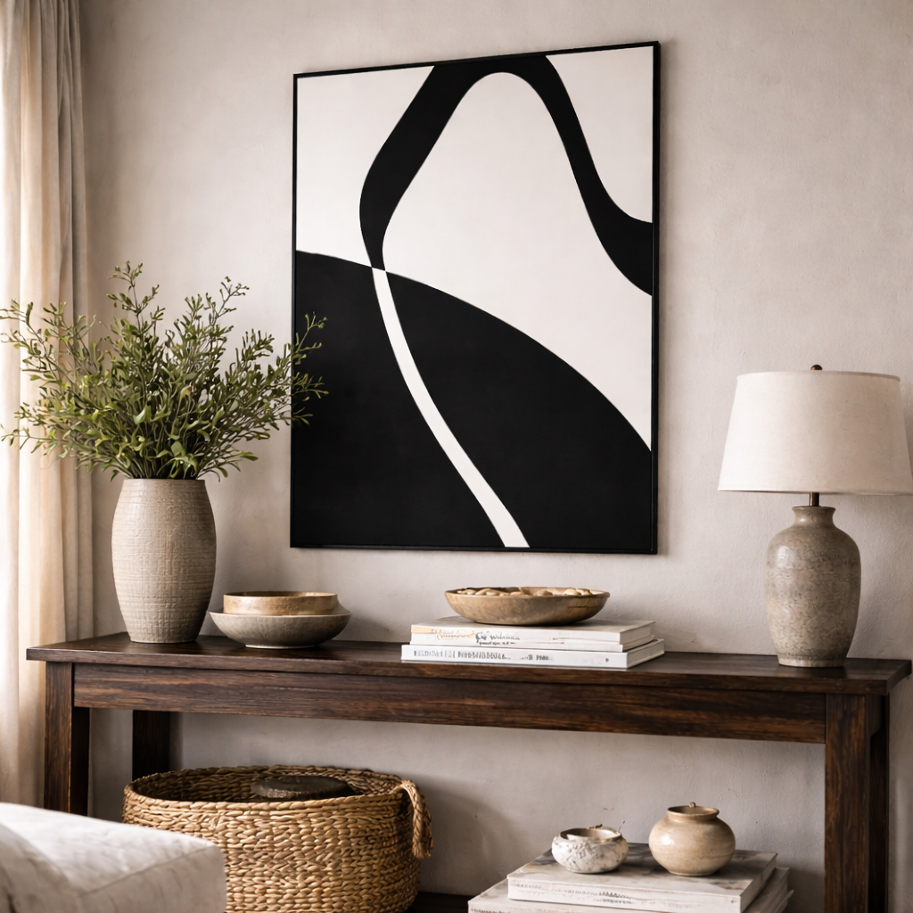 One Unbroken Move Black and White Art Canvas