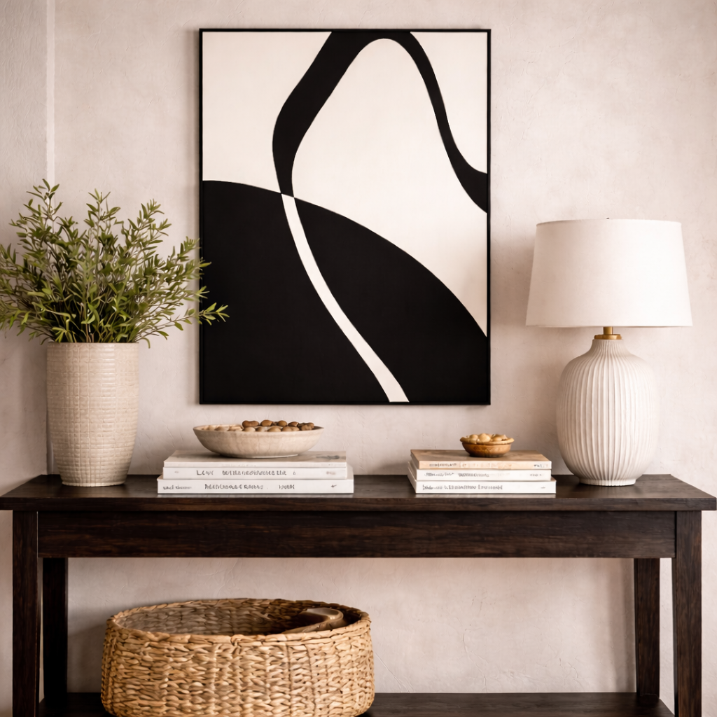 One Unbroken Move Black and White Art Canvas