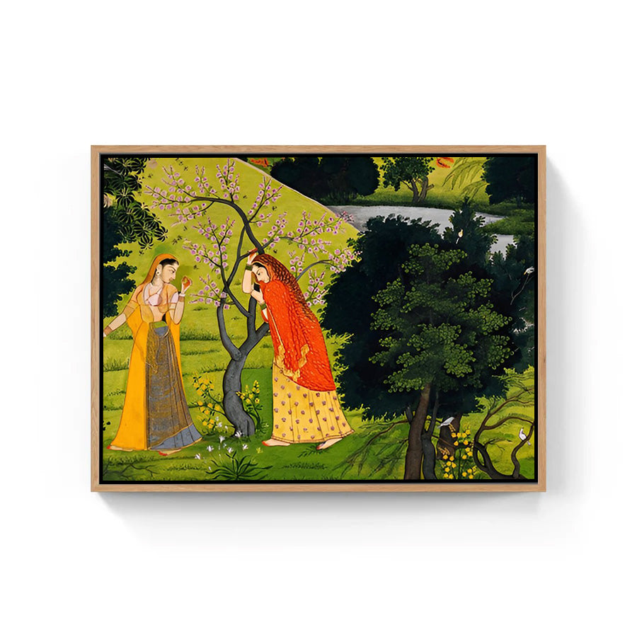 Indian Miniature Garden Romance Canvas Wall Art