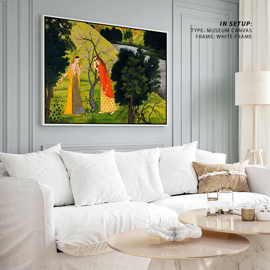 Indian Miniature Garden Romance Canvas Wall Art