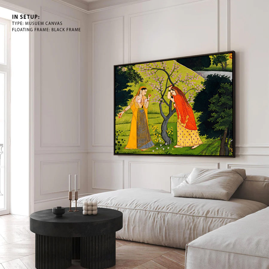 Indian Miniature Garden Romance Canvas Wall Art