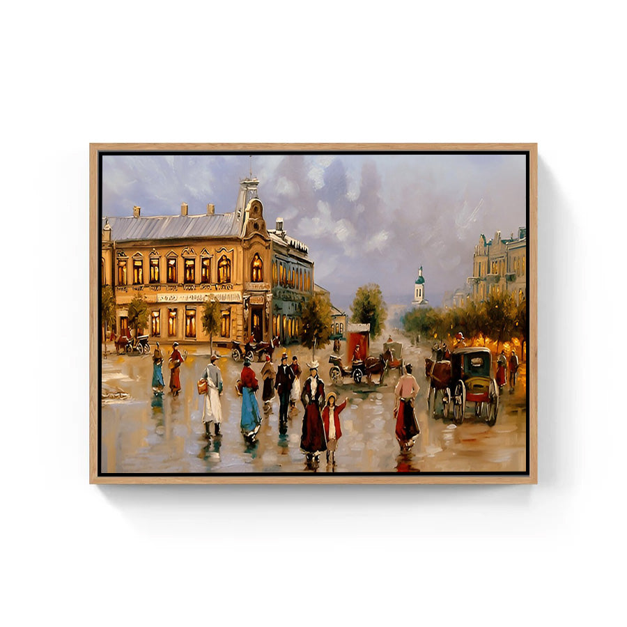 Classic European City Square Canvas Wall Art