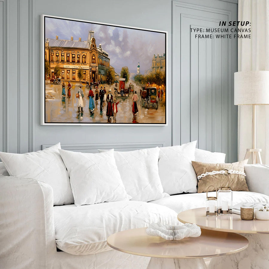 Classic European City Square Canvas Wall Art