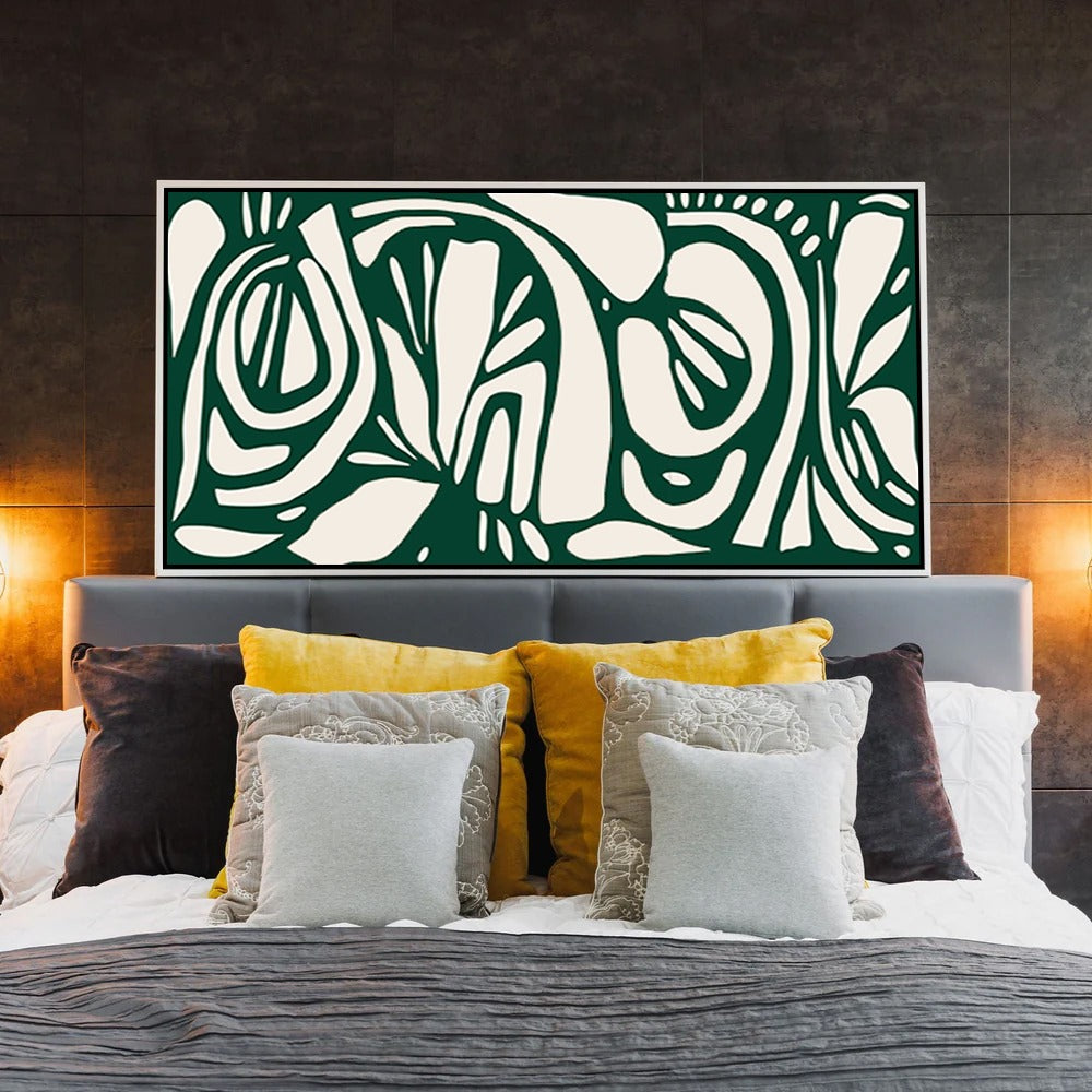 Green Line Art Modern Canvas Painting