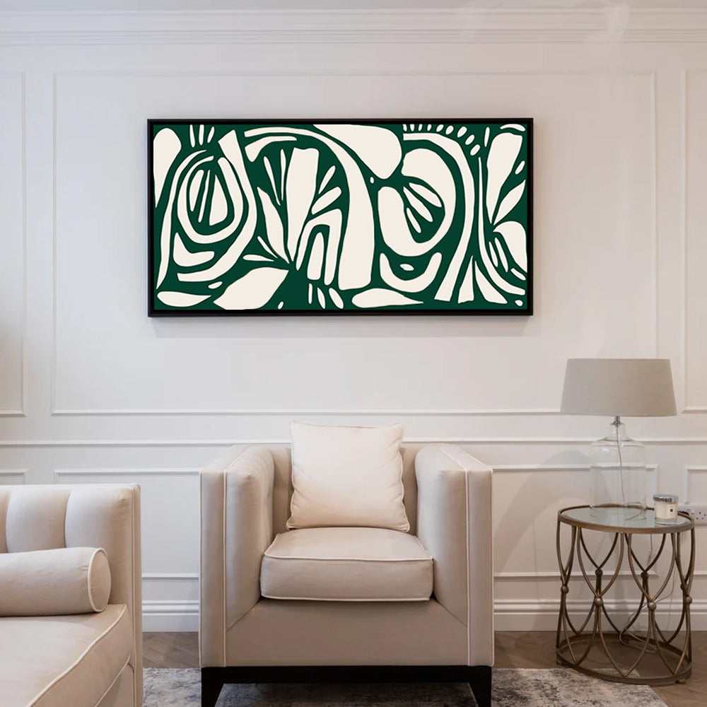 Green Line Art Modern Canvas Painting