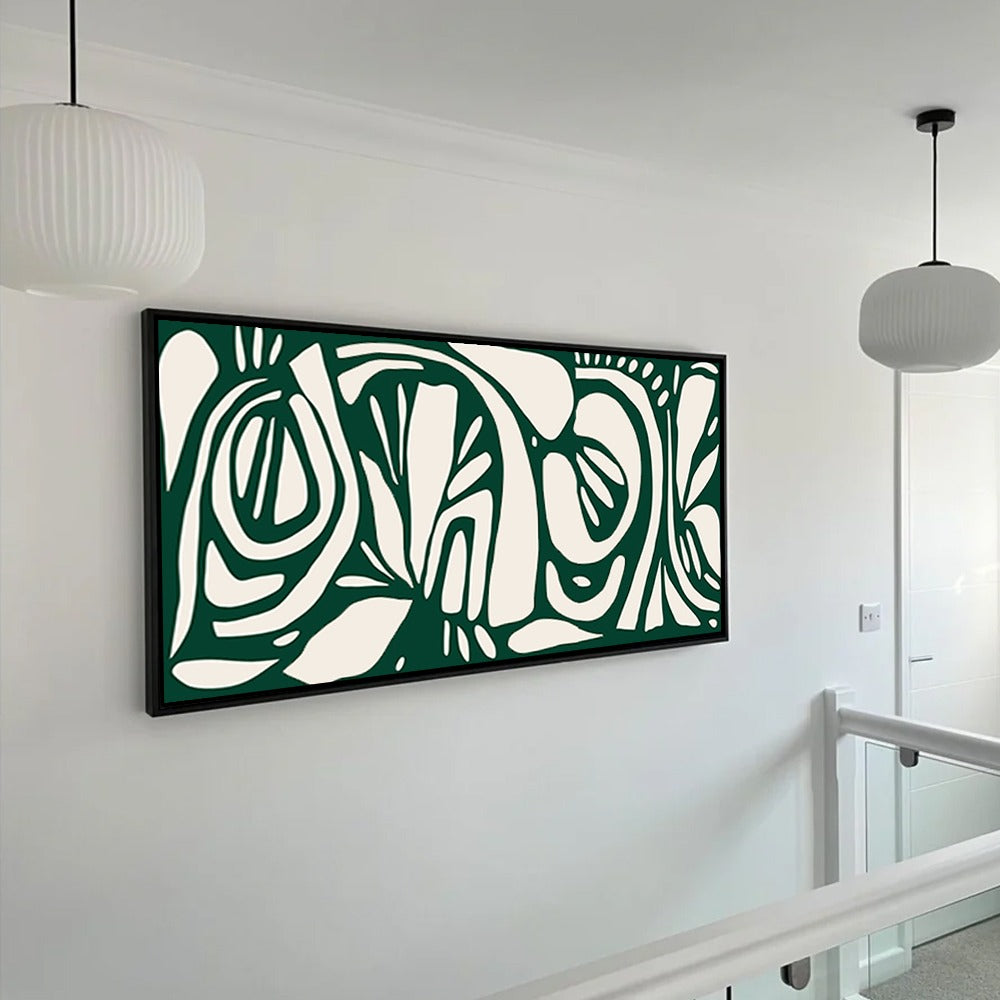 Green Line Art Modern Canvas Painting