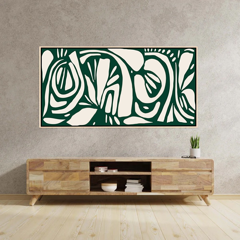 Green Line Art Modern Canvas Painting